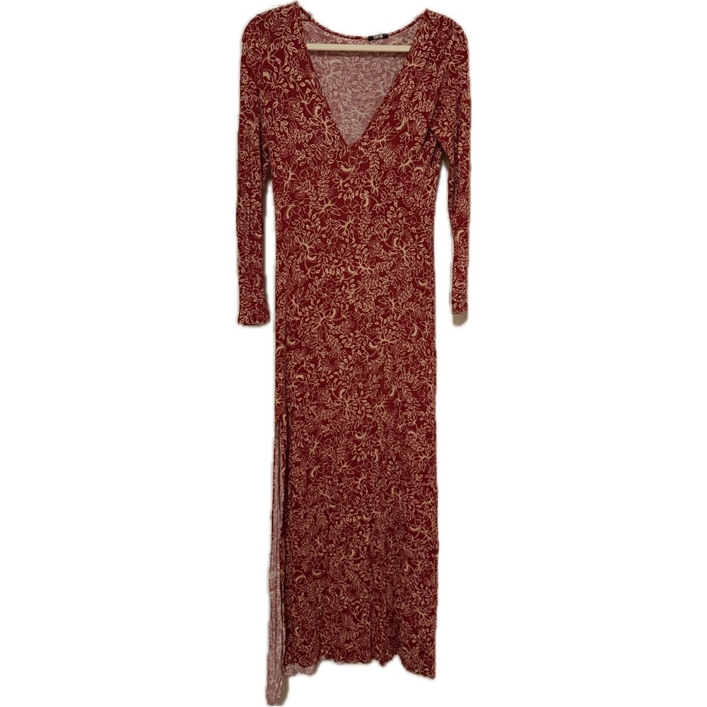 Rare Clayton Red Floral Maxi Long Sleeve Dress